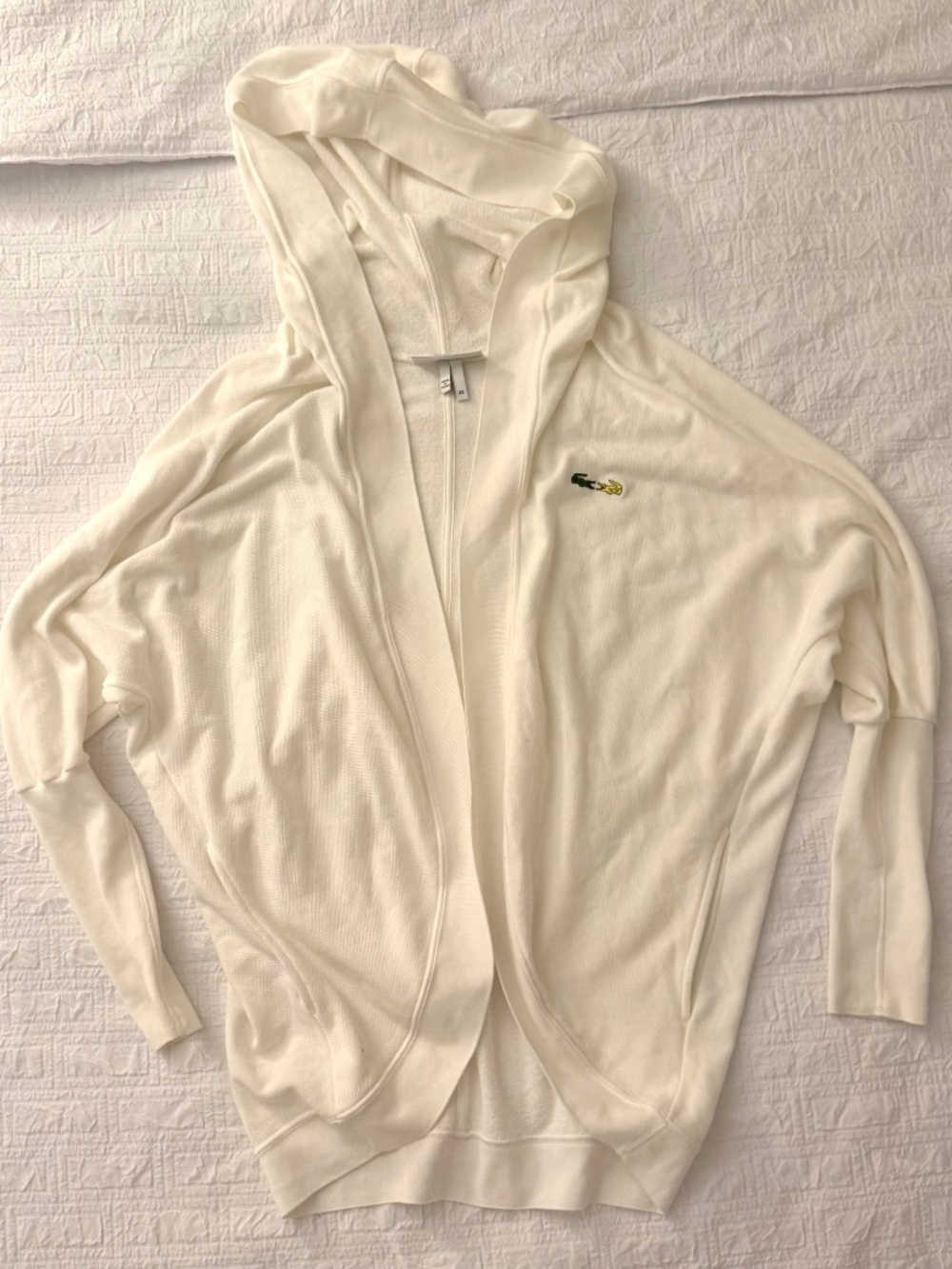 NWOT LACOSTE WOMEN'S OPEN CARDIGAN WITH HOOD, SIZE XS